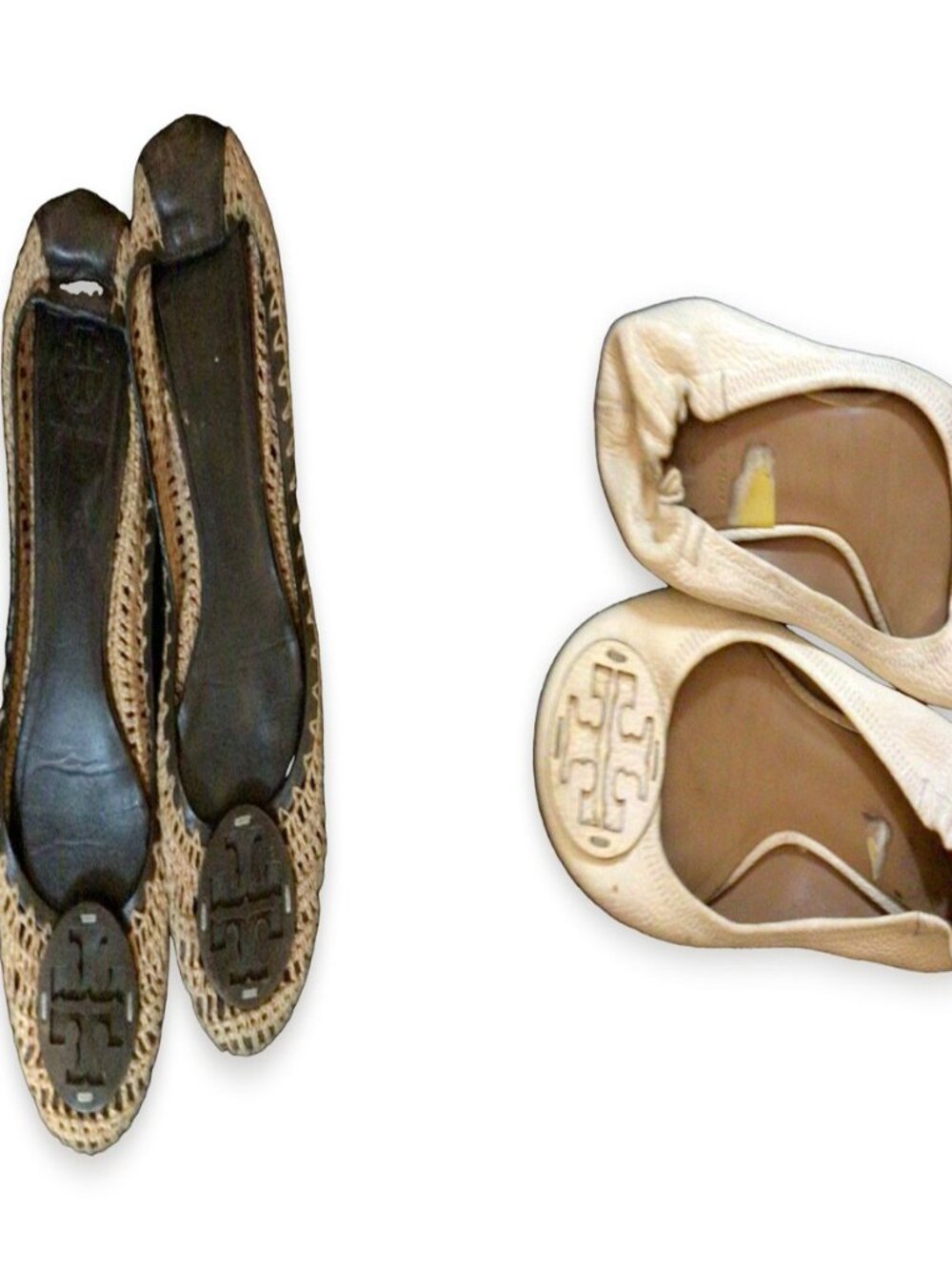 Tory Burch Ballet Flats Bundle of 2 Crochet + Ivory Reva Size 9